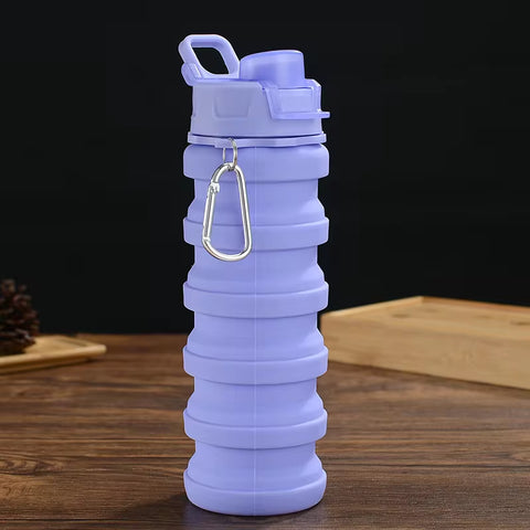 7 Colors Portable Collapsible Silicone Water Bottle with Lid Solid Color/Camouflage Foldable Kettle for Sports Travel