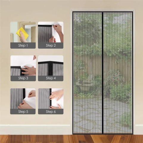 2024 New Magnetic Screen Door Curtain Anti-Mosquito Net Fly Insect Screen Mesh Automatic Closing 5 Size Easy Installation 1PC