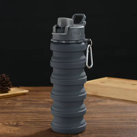 7 Colors Portable Collapsible Silicone Water Bottle with Lid Solid Color/Camouflage Foldable Kettle for Sports Travel