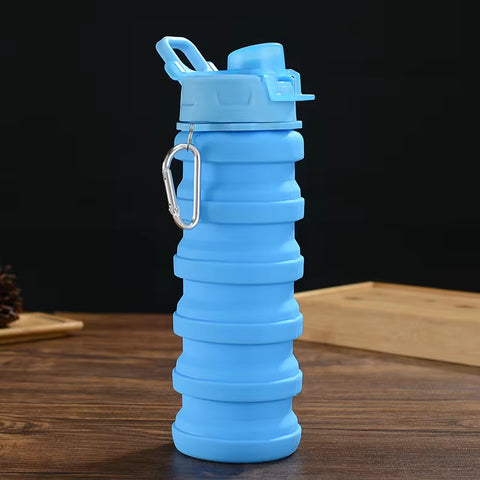 7 Colors Portable Collapsible Silicone Water Bottle with Lid Solid Color/Camouflage Foldable Kettle for Sports Travel