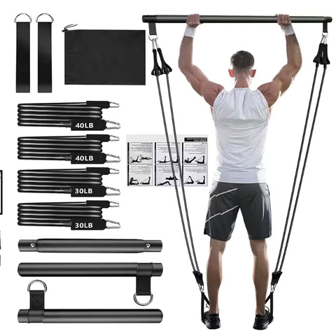 Přenosná Pilates sada s odporovými gumami – Tensioner Kit